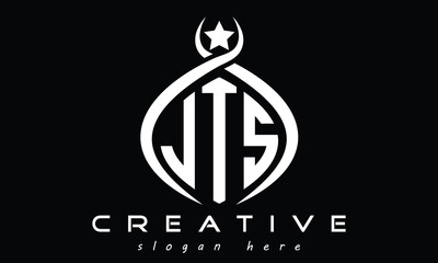 JIS three letters monogram curved oval initial logo design, geometric minimalist creative logo, vector template