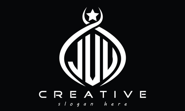 JVU three letters monogram curved oval initial logo design, geometric minimalist creative logo, vector template