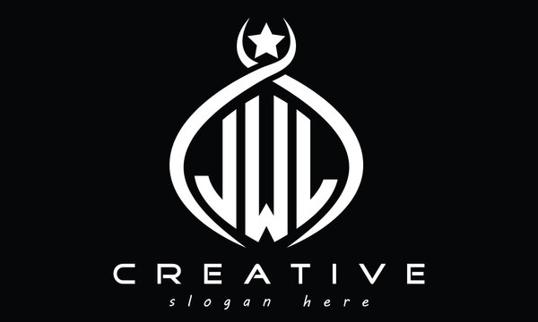 JWL three letters monogram curved oval initial logo design, geometric minimalist creative logo, vector template