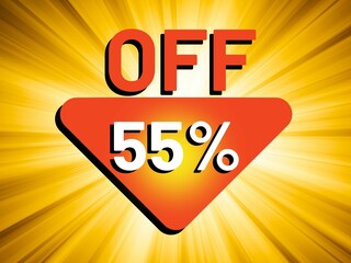 55 percent off for promotions and offers in red and yellow color image