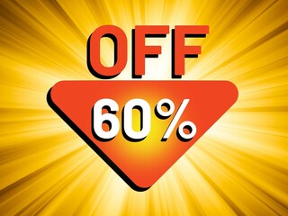 60 percent off for promotions and offers in red and yellow color image