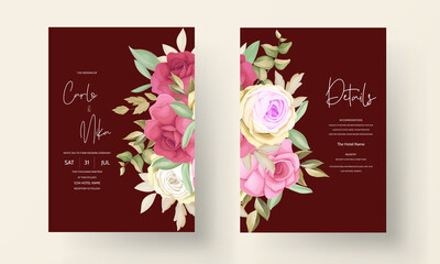 wedding invitation card with beautiful rose flower