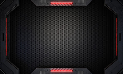 Futuristic metal frame, Sci-Fi Background, High technology concept. 3D illustration © Es sarawuth