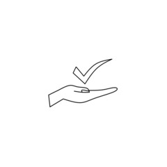 outline checkmark in hand icon