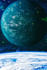planets, stars and galaxies in outer space showing the beauty of space exploration. Elements...