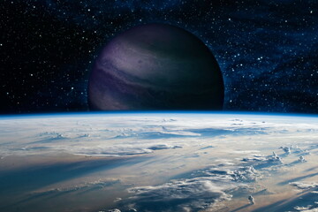Chaotic space background. Planets, stars and galaxies in outer space showing the beauty of space...