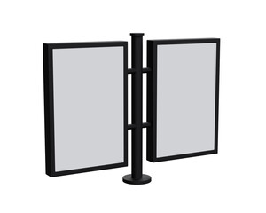 Realistic outdoor advertising banner mockup isolated on white background. 3d rendering.