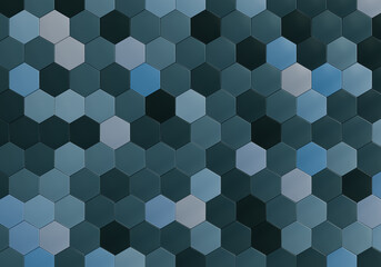 Abstract blue of futuristic surface hexagon pattern background. 3d illustration.