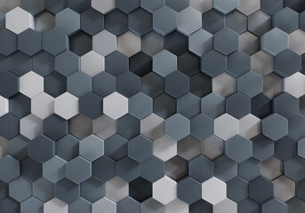 Abstract gray of futuristic surface hexagon pattern background. 3d illustration.