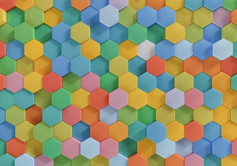 Abstract colorful of futuristic surface hexagon pattern background. 3d illustration.
