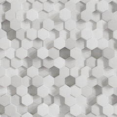Abstract white of futuristic surface hexagon pattern background. 3d illustration.