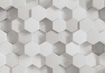 Fototapeta premium Abstract white of futuristic surface hexagon pattern background. 3d illustration.