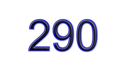 blue 290 number 3d effect white background
