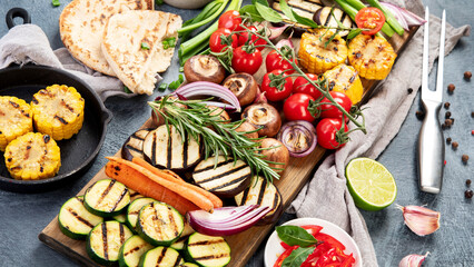 Grilled veegetables on light background.