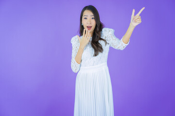 Portrait beautiful young asian woman smile with action