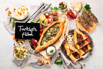Turkish food on light background.