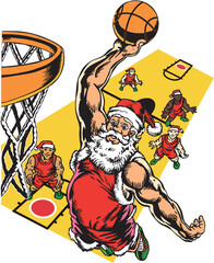 Santa Claus Slam Dunk Vector Illustration