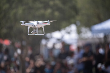 Detail of a drone flying in an outdoor event
