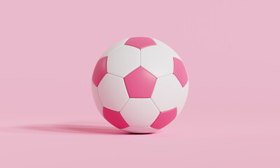 Pink soccer ball or football on pink background, 3D rendering.