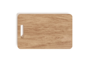 Chopping board wooden isolated on white background, 3D rendering.