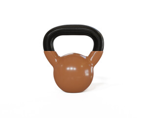 Naklejka na ściany i meble Brown kettlebell isolated on white background, Sport training and lifting concept, 3D illustration.