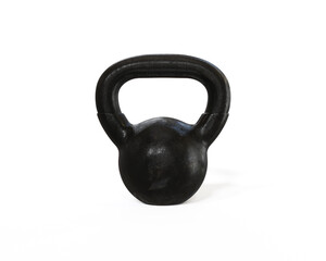 Obraz na płótnie Canvas Black kettlebell isolated on white background, Sport training and lifting concept, 3D illustration.