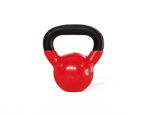Naklejka na ściany i meble Red kettlebell isolated on white background, Sport training and lifting concept, 3D illustration.