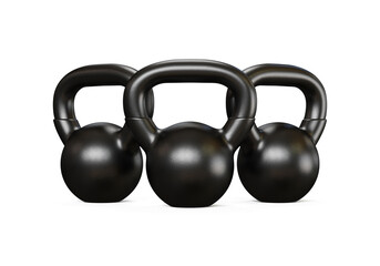 Black kettlebell isolated on white background, Sport training and lifting concept, 3D illustration.