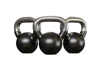 Chrome kettlebell isolated on white background, Sport training and lifting concept, 3D illustration.