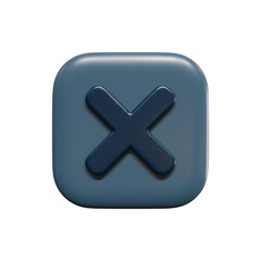 Obraz premium Blue cross mark symbol icon isolated white background, checkmark button and mobile app icon, 3D rendering.