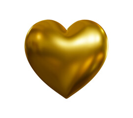 Gold heart realistic isolated on white background. concept for valentines day, 3D rendering.