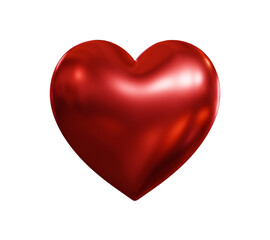 Red heart realistic isolated on white background. concept for valentines day, 3D rendering.