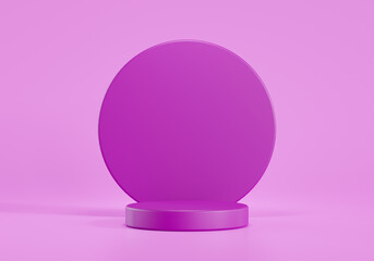 Purple cylinder podium background for show product presentation, 3D rendering.