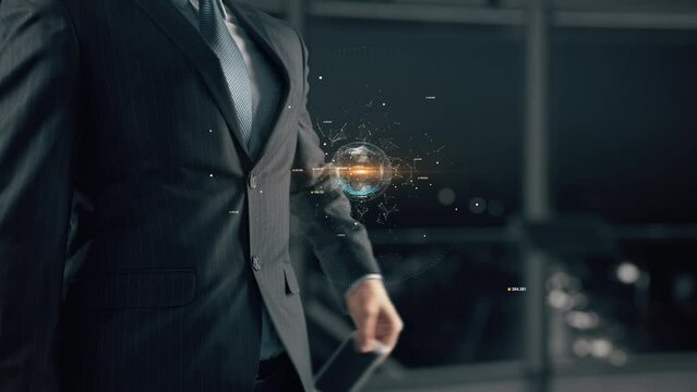 Businessman with Web 3.0 hologram concept