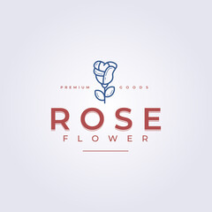Fototapeta na wymiar rose flower cozy beautiful logo, vintage line rose logo vector illustration design