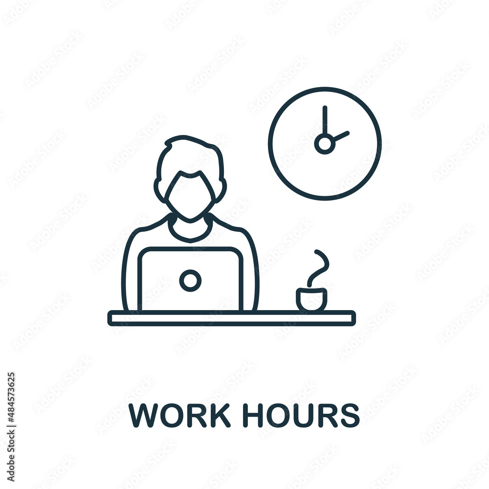 Poster work hours icon. line element from project development collection. linear work hours icon sign for w