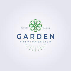 flower garden beautiful park logo vintage line flower template logo vector icon symbol illustration graphic design
