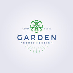flower garden beautiful park logo vintage line flower template logo vector icon symbol illustration graphic design