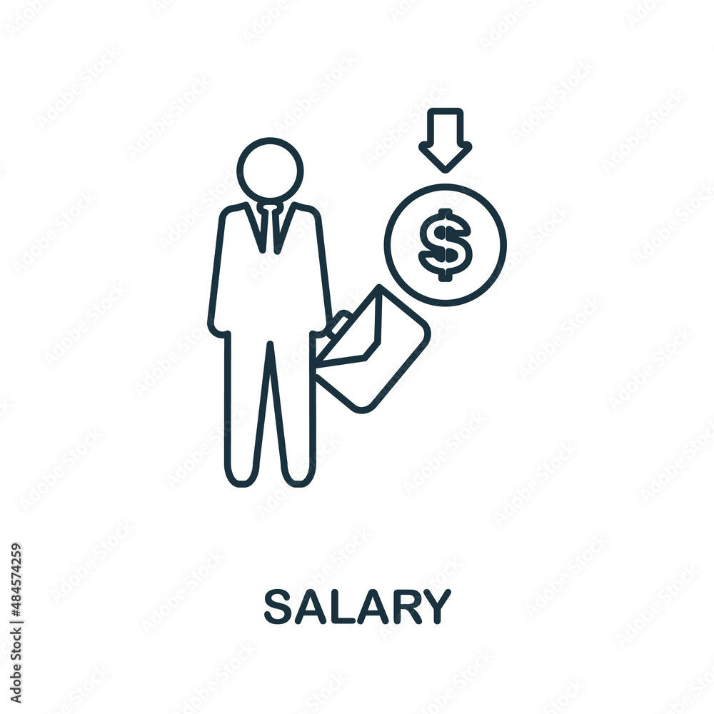 Poster salary icon. line element from project development collection. linear salary icon sign for web desig