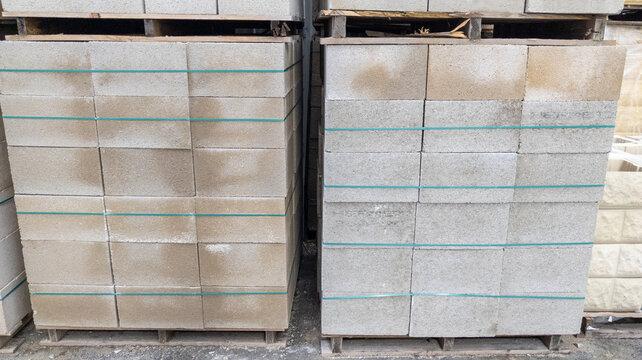 cinder block pallets grey cement construction material wearhouse ready for sale