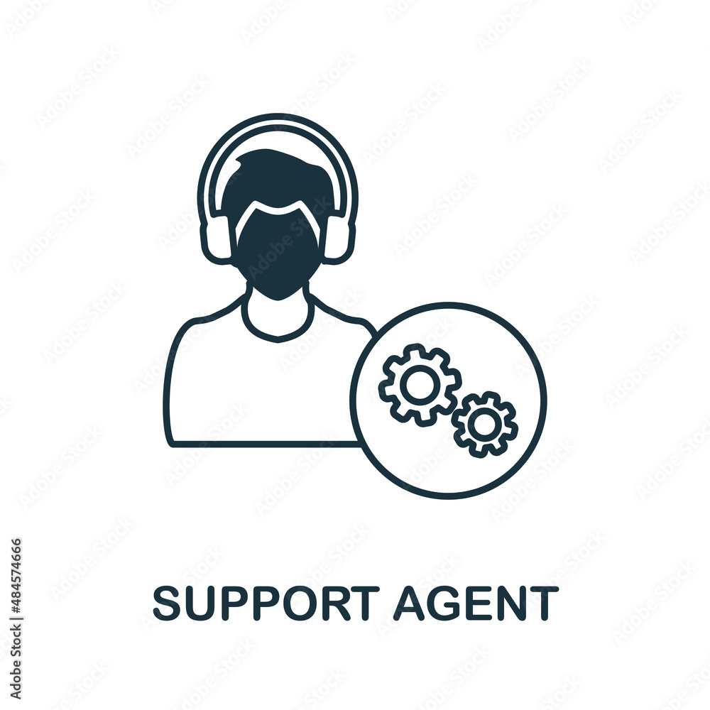 Poster support agent icon. line element from project development collection. linear support agent icon sign