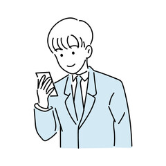 学生服を着た少年（スマホ青）B