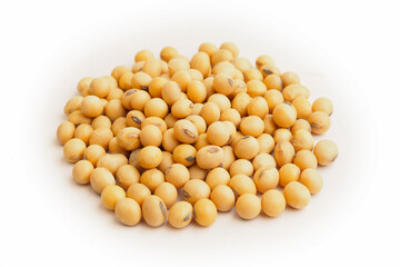 dried soybeans nature food on white background