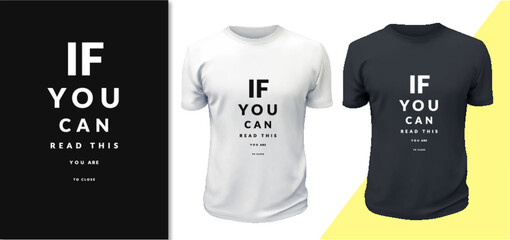 Funny typography t-shirt design inspired by eye test chart. Black or white vector design for tee print. 