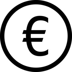 Obraz premium Euro coin black line icon. Symbol and sign vector illustration design. Editable Stroke. Isolated on white background.