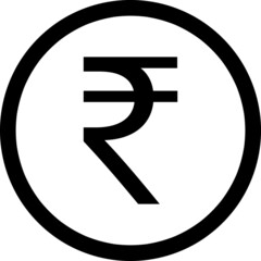 Indian rupee coin black line icon. Symbol and sign vector illustration design. Editable Stroke. Isolated on white background.
