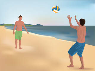 Beach Volleyball on illustration graphic vector