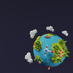 A simple 3d low poly earth 