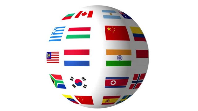 all world countries in globe sphere.. 3D rendering 