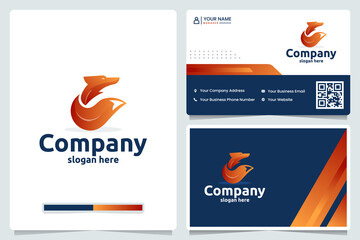 Naklejka premium fox gradient color ,logo design and business card
